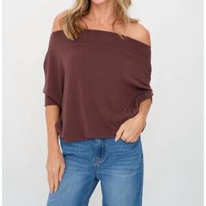 NEW SIX/FIFTY the short sleeve anywhere top in raisin